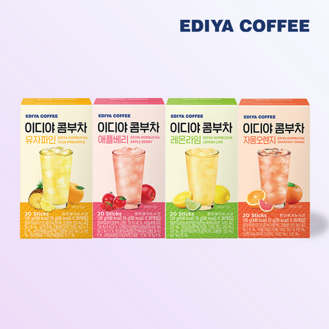 [New] EDIYA Kombucha Sticks for Easy Enjoyment, 4 Flavors (6g x 20 Sticks)