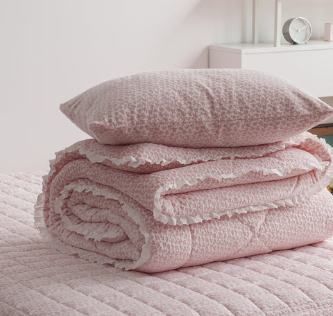 [선주문 상품] 밍크 느낌의 극세사 흡수력과 보온성이 좋은 잔꽃 5mm 극세사 (그레이, 핑크)