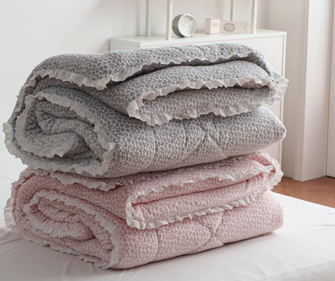 [선주문 상품] 밍크 느낌의 극세사 흡수력과 보온성이 좋은 잔꽃 5mm 극세사 (그레이, 핑크)